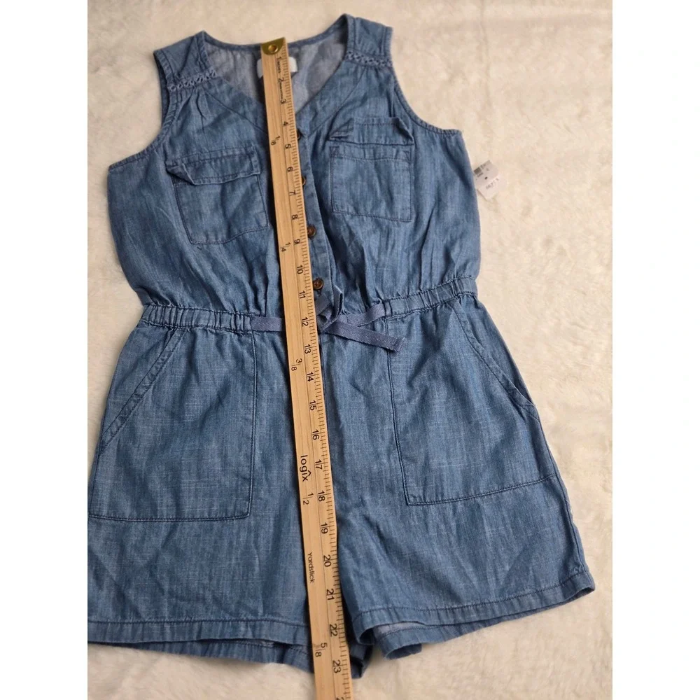 Old Navy Girls Blue Chambray Sleeveless Romper‎ Size S 6-7 NWT